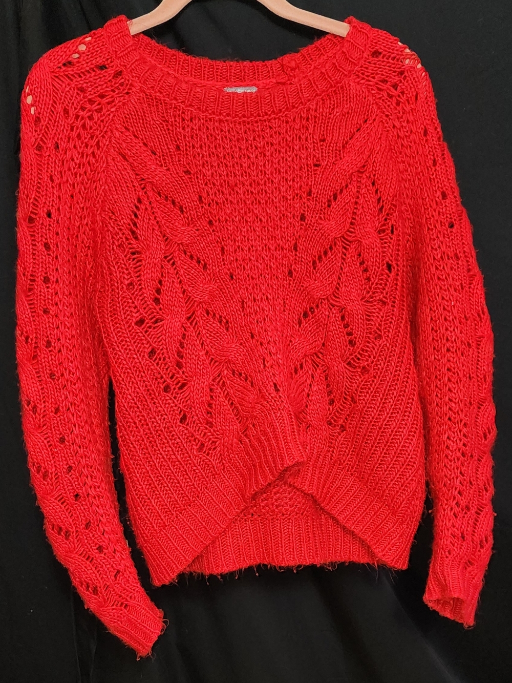 Charlotte Russe Red Chunky Cable Crewneck Sweater Size XS